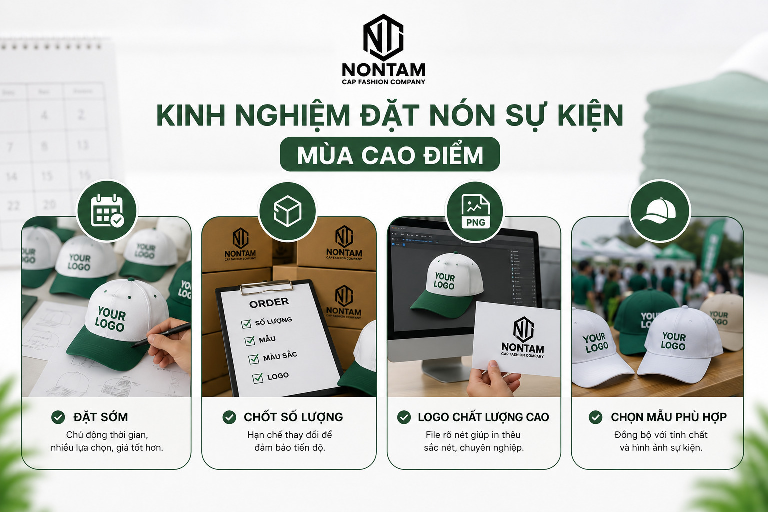 Kinh nghiệm đặt nón sự kiện mùa cao điểm 